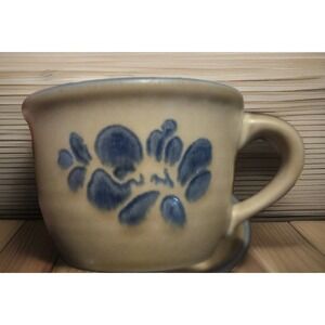 Pair Of Pfaltzgraff Folk Art Tan & Blue Floral Coffee Mug Tea Cup